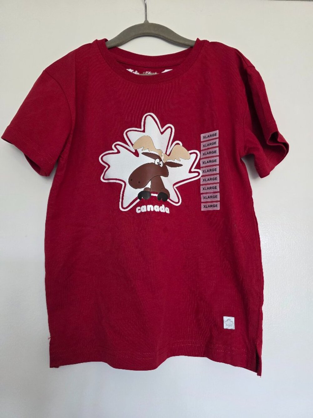 It's Fun to Be Canadian Kids Canada Moose Tee T-Shirt Size XL 8 Cotton Red